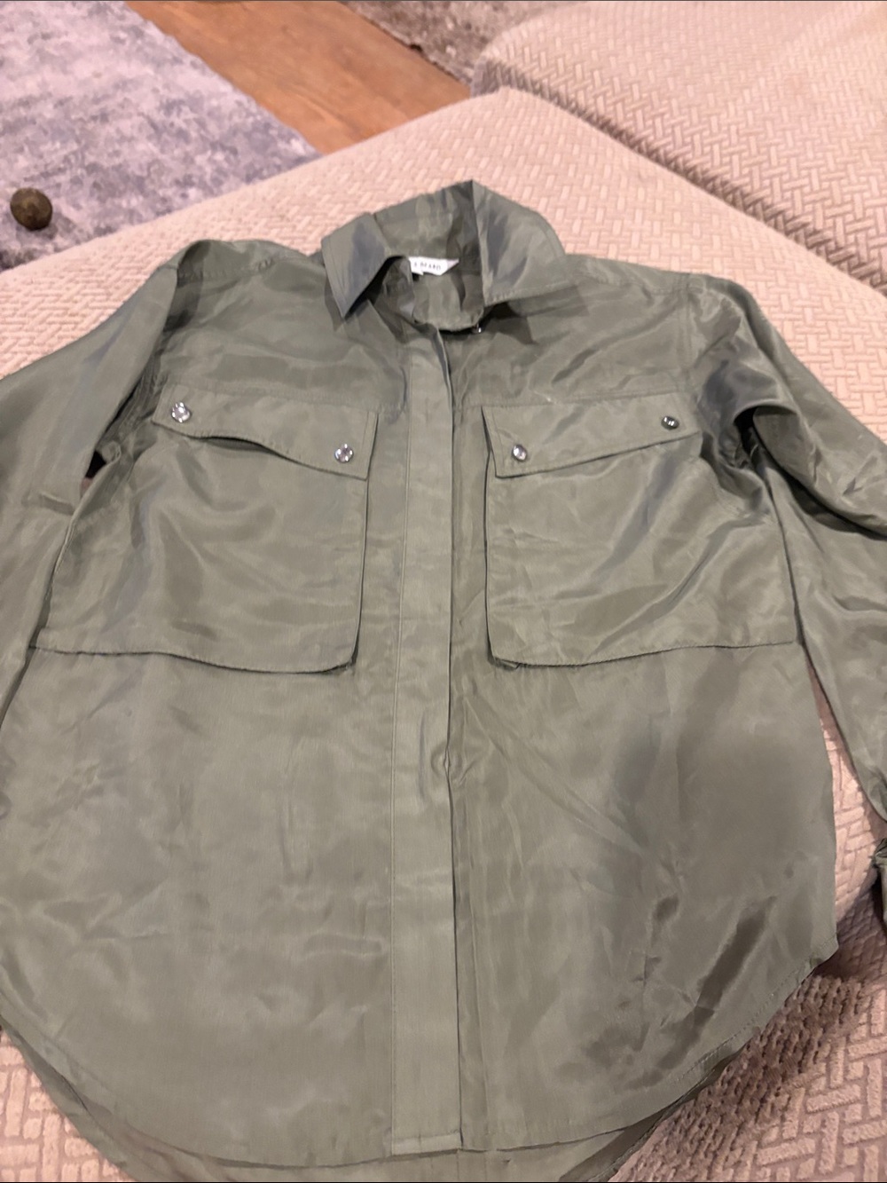 Veronica Beard Olive Green Button-Front Utility Shirt